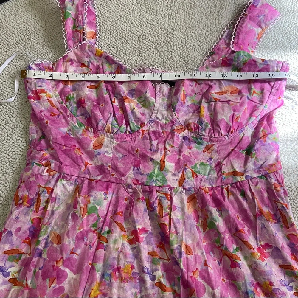 NWOT Adorable Presence Pink Floral Bustier Midi Dress With Pockets - Picture 3 of 10